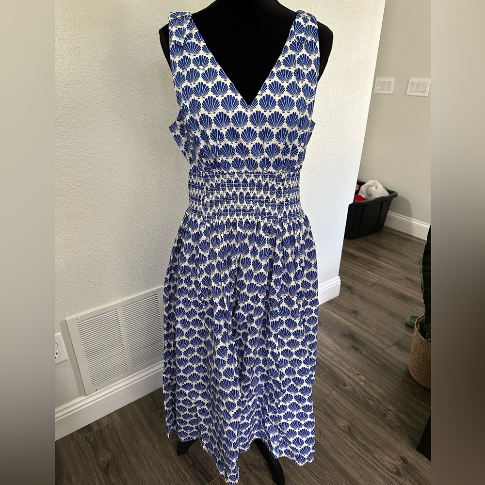 Kate Spade shell smocked waist dress